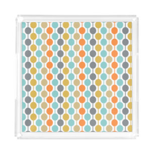 Mid-Century Modern Retro Geometric Circles Pattern Acrylic Tray