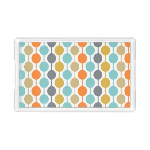 Mid-Century Modern Retro Geometric Circles Pattern Acrylic Tray