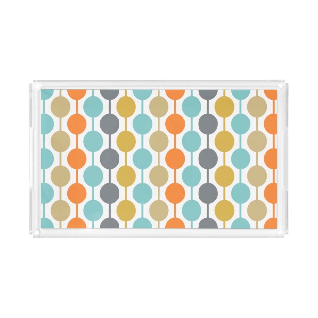 Mid-Century Modern Retro Geometric Circles Pattern Acrylic Tray (Front)