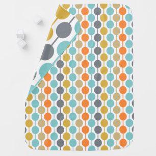 Mid-Century Modern Retro Geometric Circles Pattern Baby Blanket