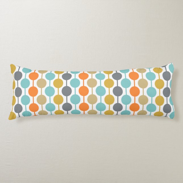 Mid-Century Modern Retro Geometric Circles Pattern Body Pillow (Front)