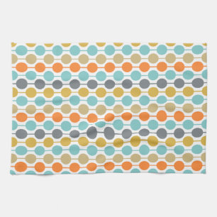 Mid-Century Modern Retro Geometric Circles Pattern Kitchen Towel