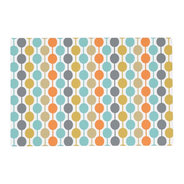 Mid-Century Modern Retro Geometric Circles Pattern Placemat (Front)