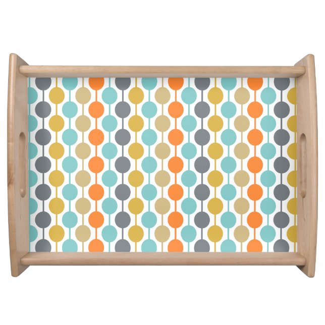 Mid-Century Modern Retro Geometric Circles Pattern Serving Tray (Front)