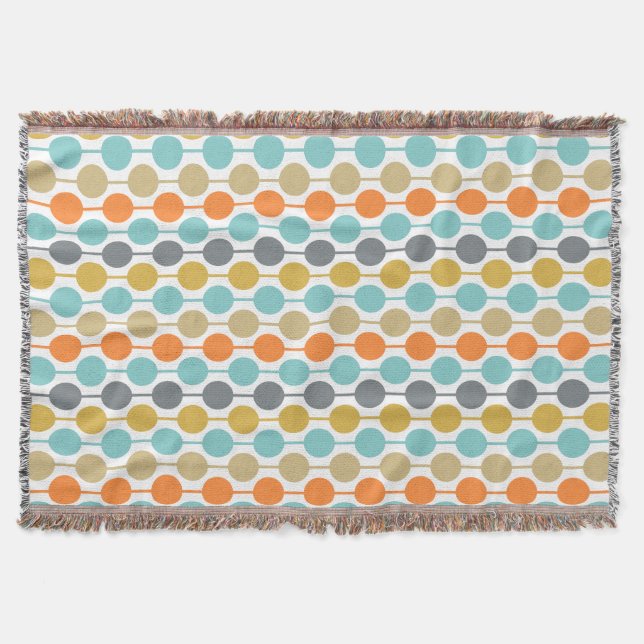 Mid-Century Modern Retro Geometric Circles Pattern Throw Blanket (Front)