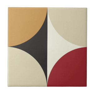 Mid Century Modern Retro Geometric Starburst Ceramic Tile