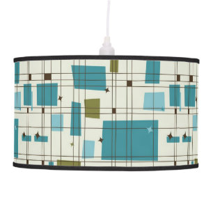 Mid Century Modern, Retro, Geometric, Turquoise Ceiling Lamp
