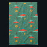 Mid Century Modern Retro Green Velvet look  Kitchen Towel<br><div class="desc">This design may be personalized by choosing the Edit Design option. You may also transfer onto other items. Contact me at colorflowcreations@gmail.com or use the chat option at the top of the page if you wish to have this design on another product or need assistance. See more of my designs...</div>