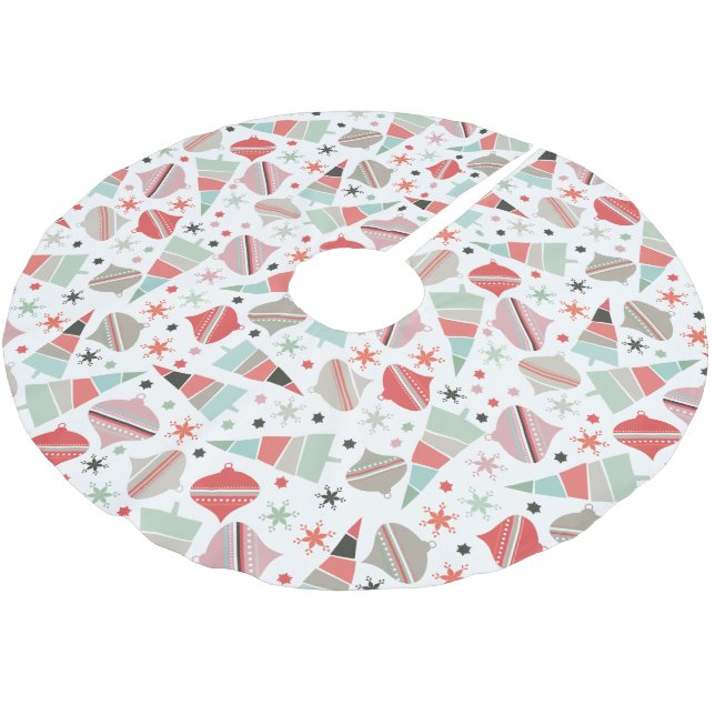 Mid-Century Modern Retro Holiday Pattern Brushed Polyester Tree Skirt (Angled)