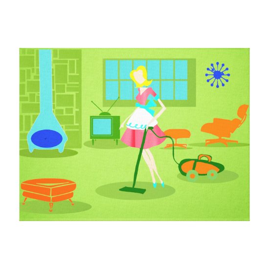 Mid Century Modern Retro Housewife Canvas