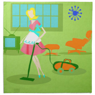 Mid Century Modern Retro Housewife Cloth Napkins