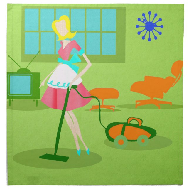 Mid Century Modern Retro Housewife Cloth Napkins (Front)