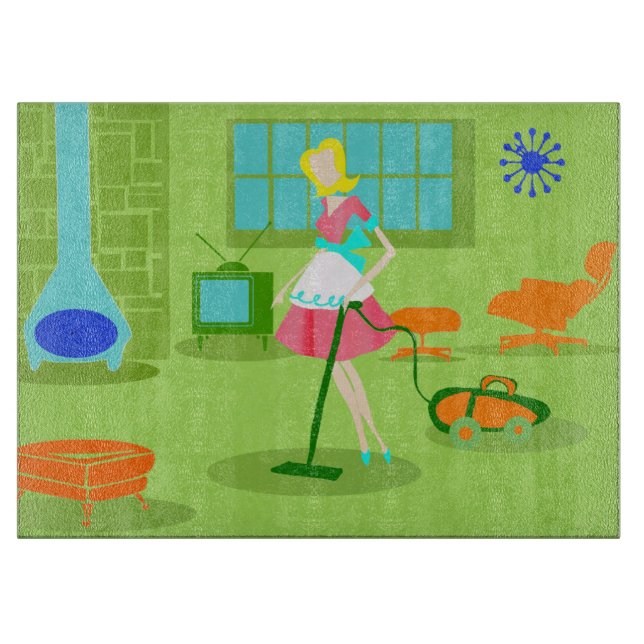 Mid Century Modern Retro Housewife Cutting Board (Front)