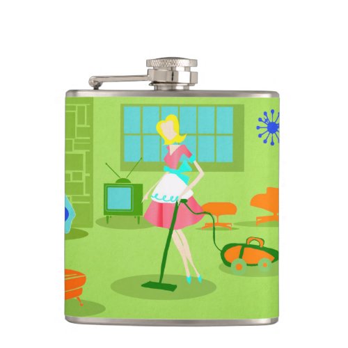 Mid Century Modern Retro Housewife Flask