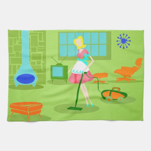 Mid Century Modern Retro Housewife Kitchen Towel