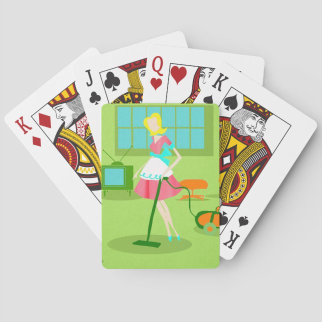 Mid Century Modern Retro Housewife Playing Cards (Back)