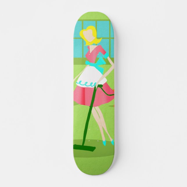 Mid Century Modern Retro Housewife Skateboard Deck (Front)