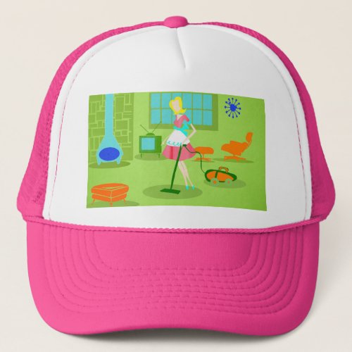 Mid Century Modern Retro Housewife Trucker Hat