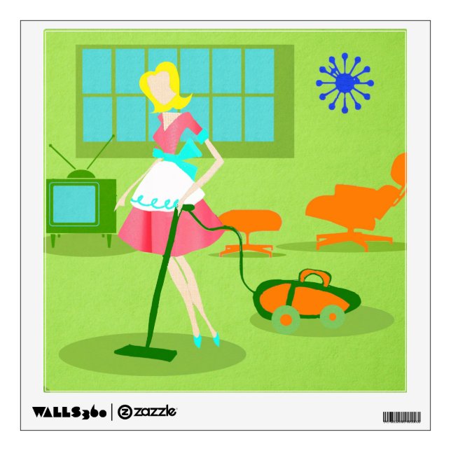 Mid Century Modern Retro Housewife Wall Decal (Front)