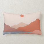 Mid Century Modern Retro Landscape Orange  Lumbar Pillow<br><div class="desc">This design may be personalized by choosing the Edit Design option. You may also transfer onto other items. Contact me at colorflowcreations@gmail.com or use the chat option at the top of the page if you wish to have this design on another product or need assistance. See more of my designs...</div>