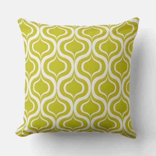 Mid Century Modern Retro Lime Green Throw Pillow