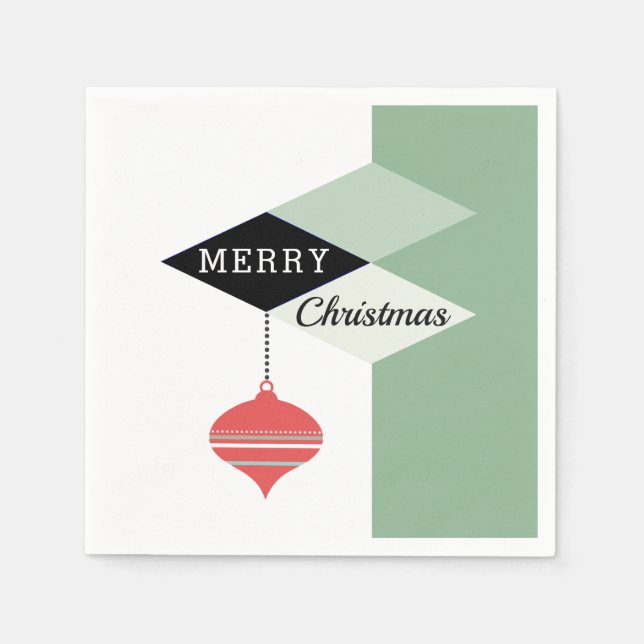 Mid-Century Modern Retro Merry Christmas Napkins (Front)