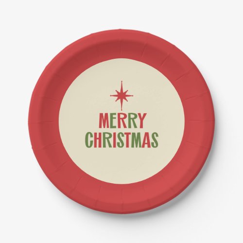 Mid Century Modern Retro Merry Christmas Paper Plates