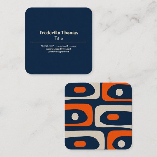 Mid Century Modern Retro Minimalist Piquet Square Business Card