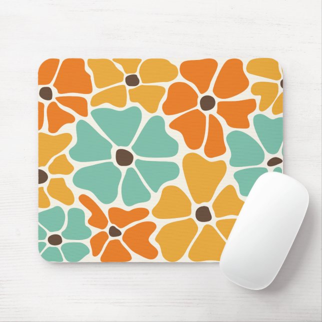 Mid Century Modern Retro Mod Floral Mouse Pad (With Mouse)