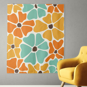 Mid Century Modern Retro Mod Floral Tapestry