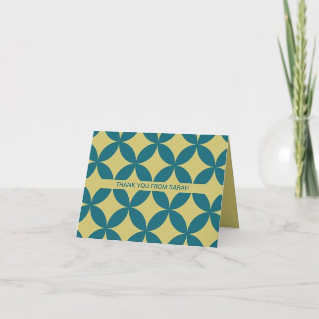 Mid-Century Modern Retro, Mod Teal & Gold Card (Front)