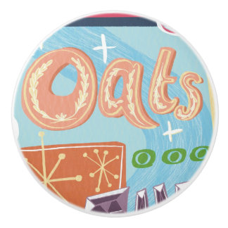 Mid Century Modern Retro Oats Ceramic Knob