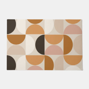 Mid Century Modern Retro Pattern Brown Earth Tones Doormat