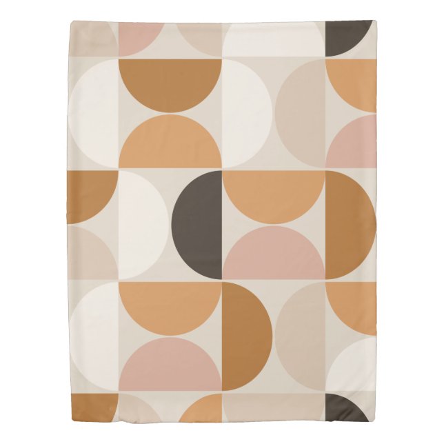 Mid Century Modern Retro Pattern Brown Earth Tones Duvet Cover (Front)