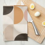Mid Century Modern Retro Pattern Brown Earth Tones Kitchen Towel<br><div class="desc">Retro mid century modern pattern – abstract geometric shapes – minimalist pattern in earth tones – Brown,  beige,  white,  terracotta.</div>