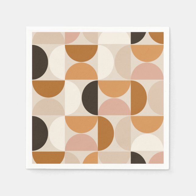 Mid Century Modern Retro Pattern Brown Earth Tones Napkins (Front)
