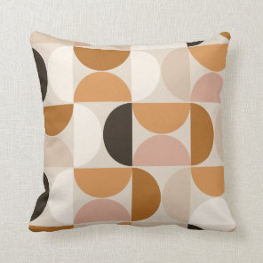 Mid Century Modern Retro Pattern Brown Earth Tones Throw Pillow