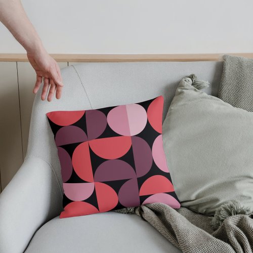 Mid Century Modern Retro Pattern Colorful Theme Throw Pillow