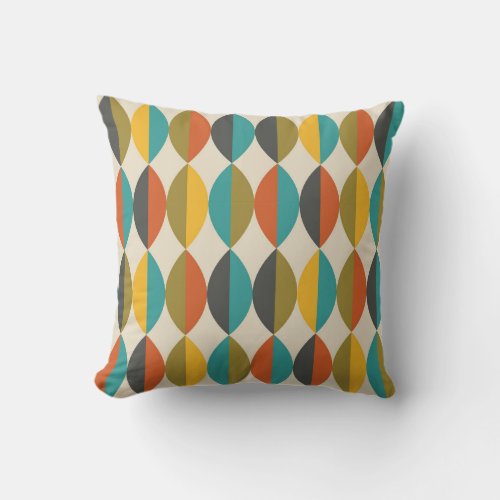 Mid century modern retro patterned number 5 throw pillow