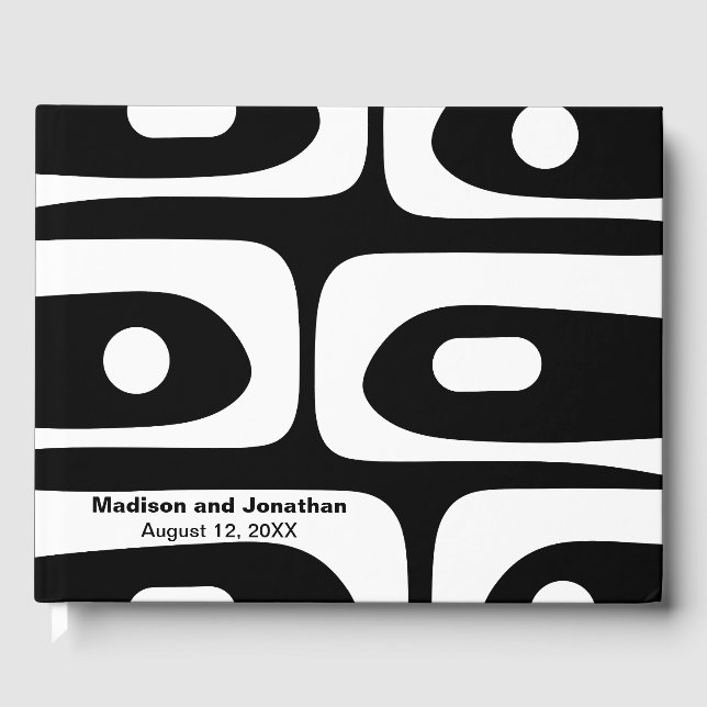 Mid Century Modern Retro Piquet Personalized Guest Book (Front)