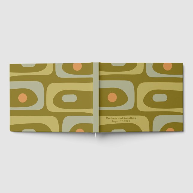 Mid Century Modern Retro Piquet Personalized Guest Book (Full)