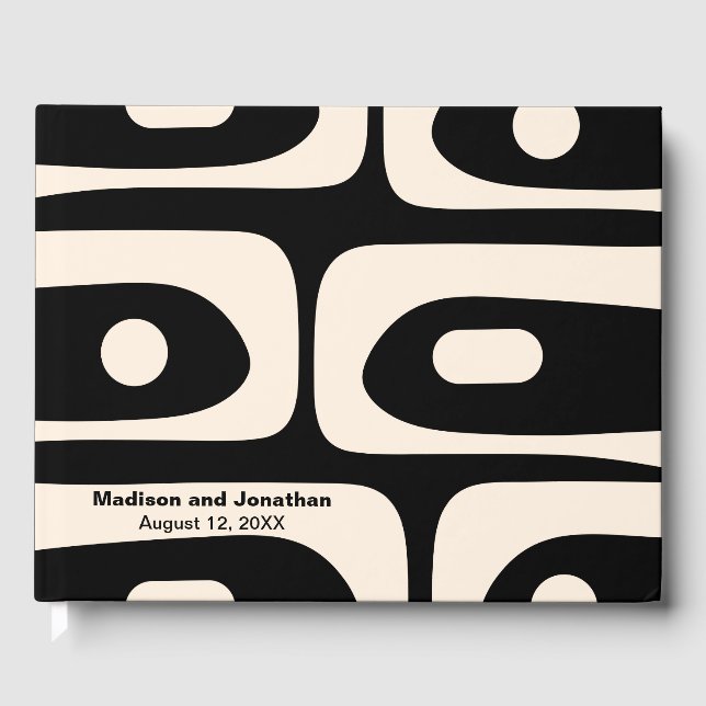 Mid Century Modern Retro Piquet Personalized Guest Book (Front)