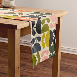 Mid‑century modern- Retro Scandinavian Flowers Short Table Runner
