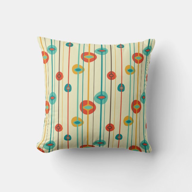 Mid Century Modern Retro Shapes Yellow  Throw Pillow (Front)