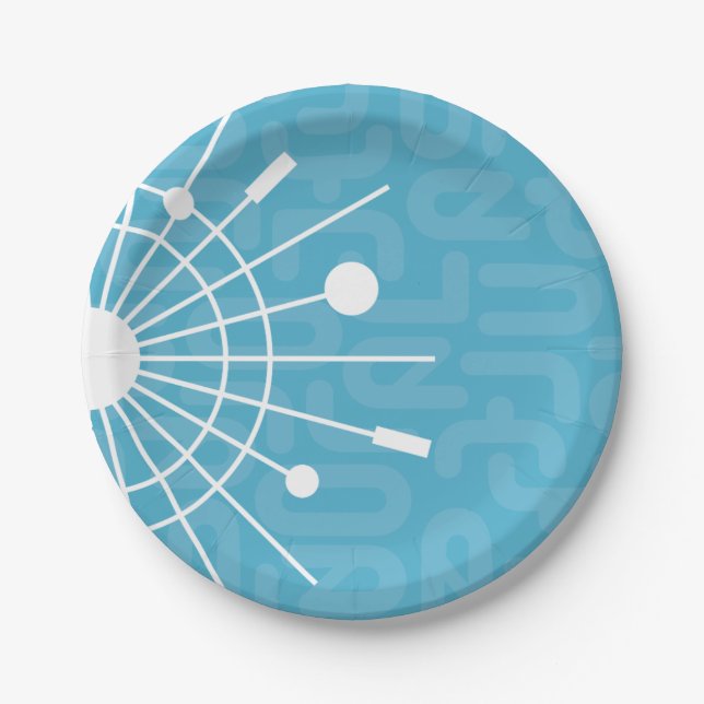 Mid Century Modern Retro Sputnik Snowflake MOD Paper Plates (Front)