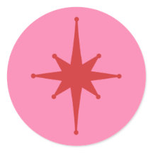 Mid-century Modern Retro Star Red and Pink