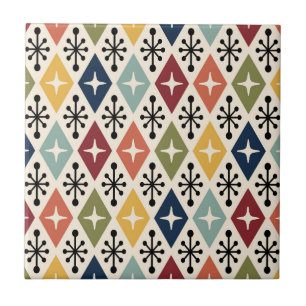 Mid Century Modern Retro Starburst Pattern Ceramic Tile