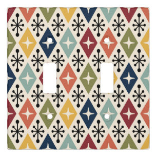 Mid Century Modern Retro Starburst Pattern Light Switch Cover