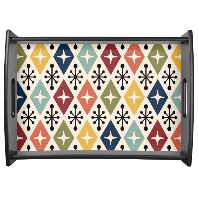 Mid Century Modern Retro Starburst Pattern Serving Tray (Front)