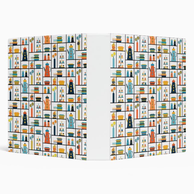 Mid Century Modern Retro Stylish Kitchen Shelves 3 Ring Binder (Background)